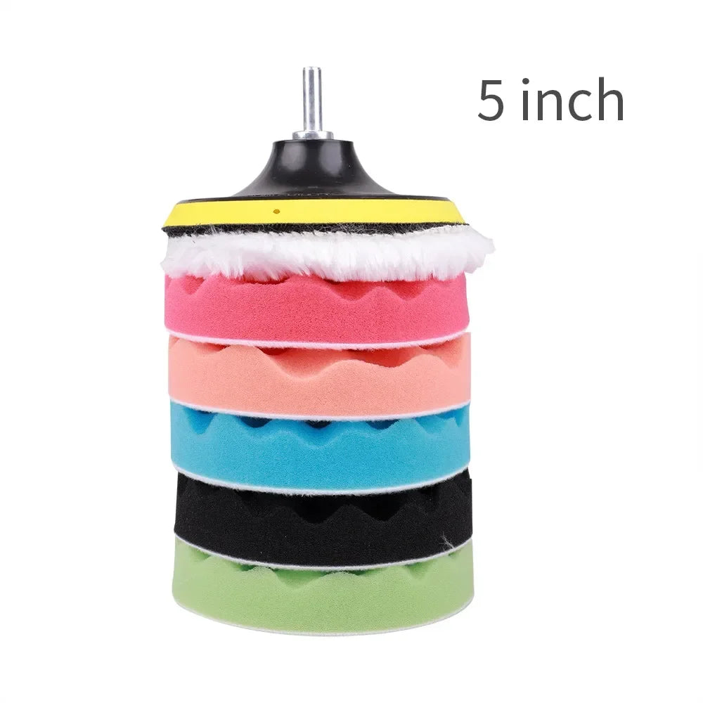 8Pcs 3/5/7 Inch Car Polishing Kit | Self-Adhesive Buffing and Waxing Pad Set with Drill Adapter