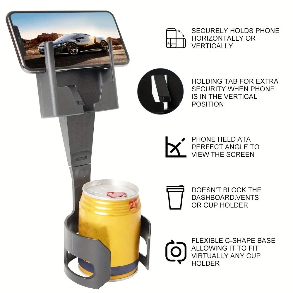 Universal Car Phone Holder | 2 in 1 Cup Holder Phone Mount