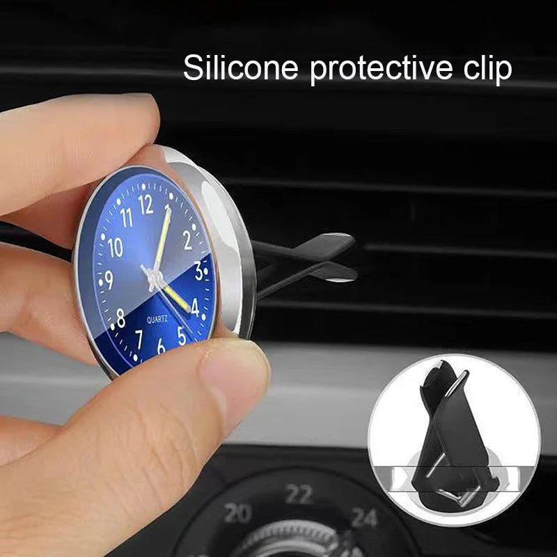 Luminous Car Clock Air Outlet Mini Quartz Clock with Clip | Auto Ornament Waterproof Accessory