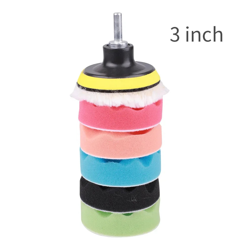 8Pcs 3/5/7 Inch Car Polishing Kit | Self-Adhesive Buffing and Waxing Pad Set with Drill Adapter