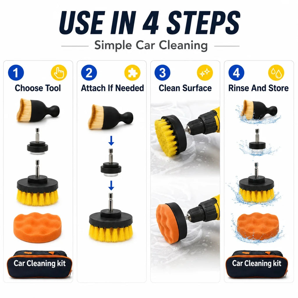 New Car Cleaning Kit Scrubber Drill Detailing Brush Set Air Conditioner Vents Towel Polisher Car Auto Detailing Tools