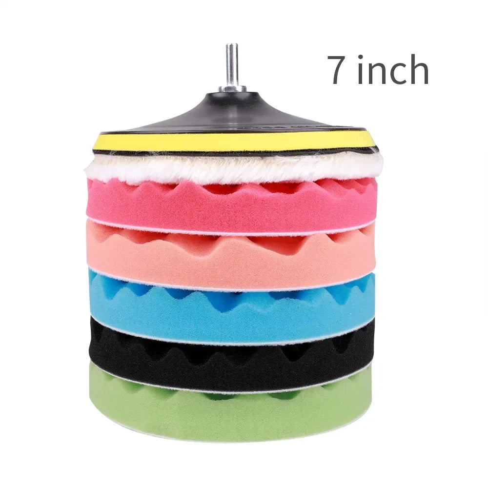 8Pcs 3/5/7 Inch Car Polishing Kit | Self-Adhesive Buffing and Waxing Pad Set with Drill Adapter