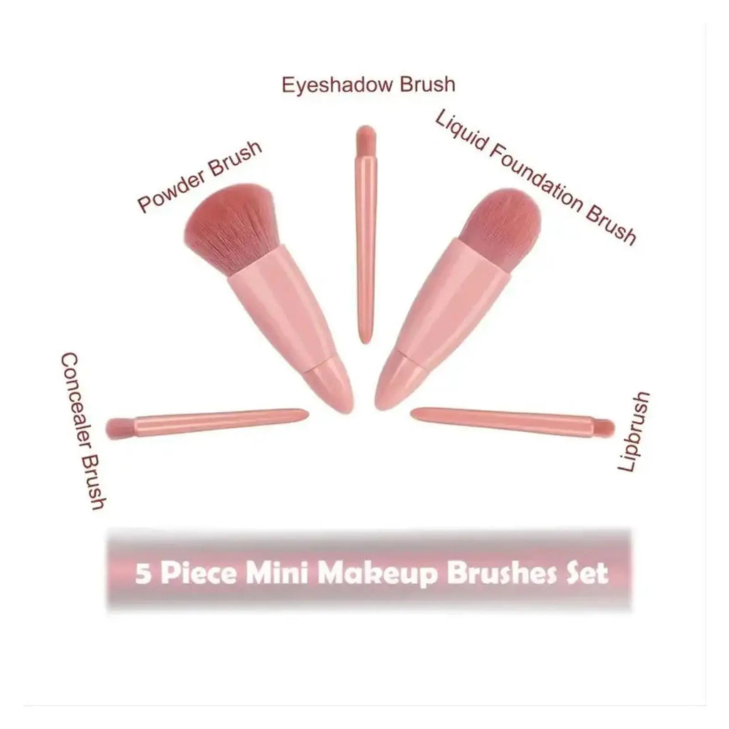 5-Piece Travel Makeup Brush Set with Mirror Case