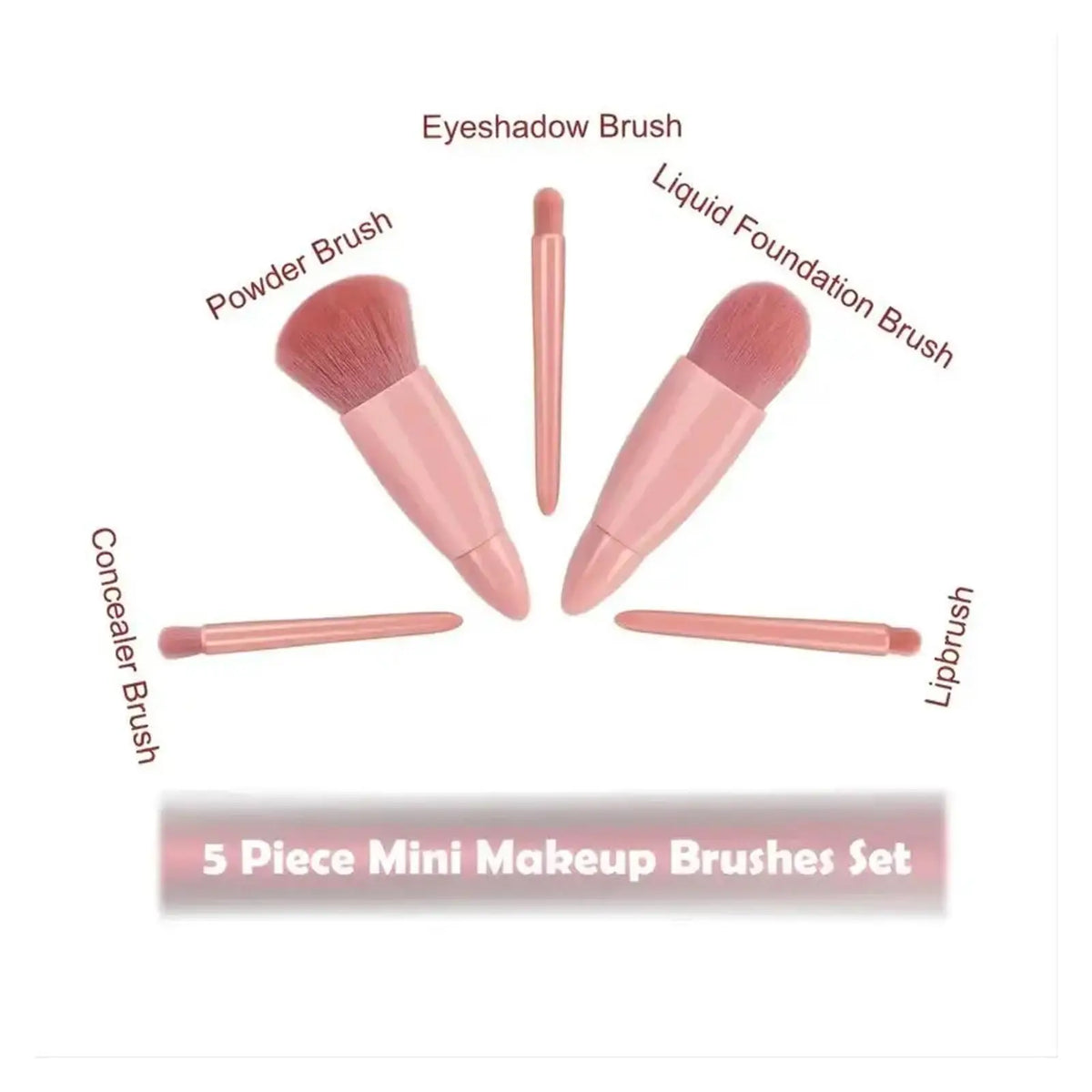5-Piece Travel Makeup Brush Set with Mirror Case