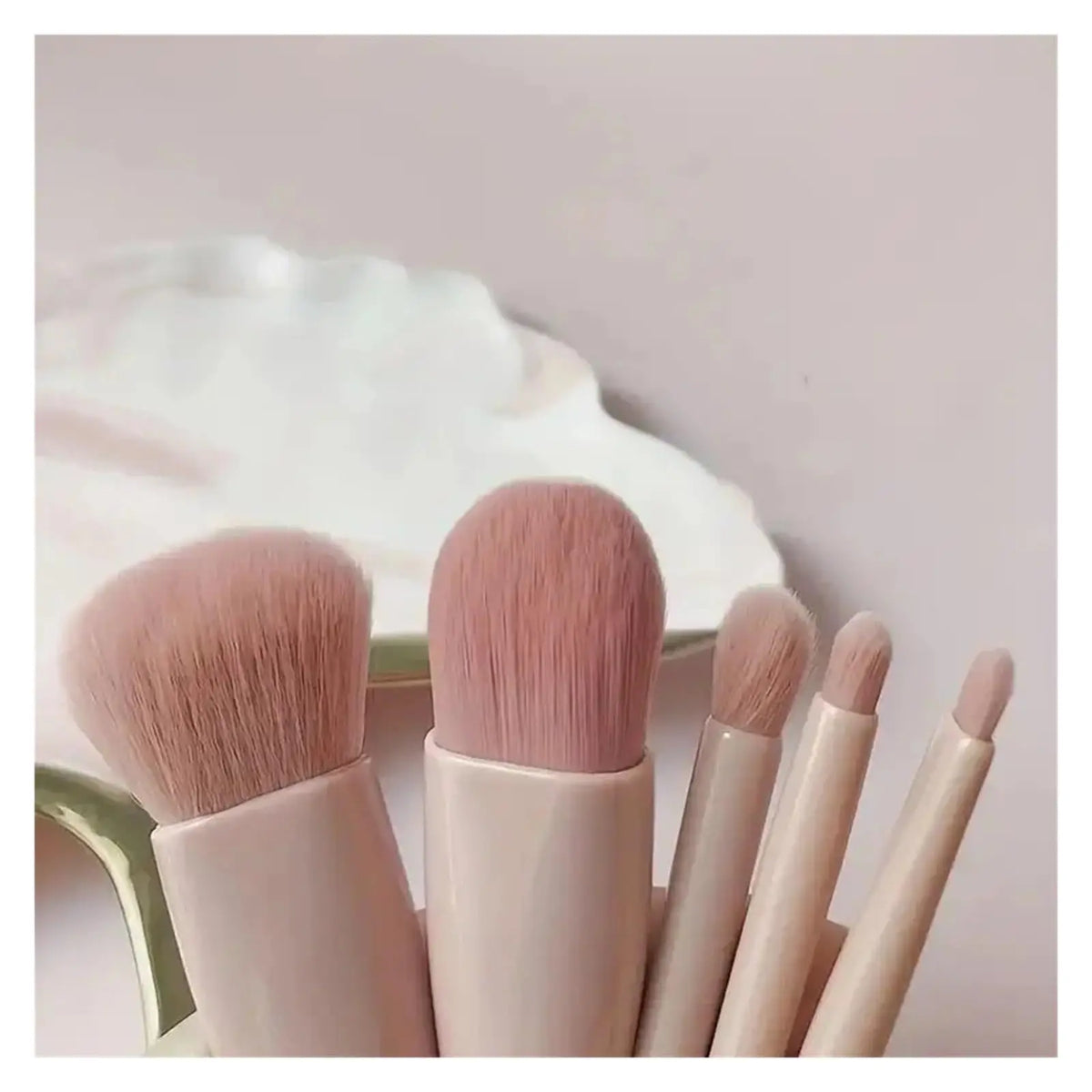 5-Piece Travel Makeup Brush Set with Mirror Case