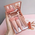 5-Piece Travel Makeup Brush Set with Mirror Case